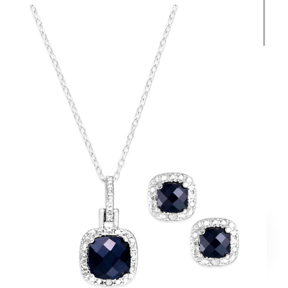 Amethyst & Diamond Accent Sterling Silver Pendant Necklace and Stud Earrings